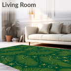 Emerald Green Golden Pine Branch Rug