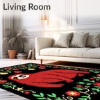 Whimsical Red Sloth Christmas Ornaments Rug