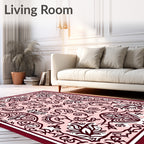 Rose Crimson Floral Scroll Medallion Rug