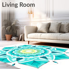 Aqua Teal Floral Mandala Harmony Rug