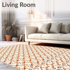 Cream Orange Intertwined Ribbon Tessellation Rug