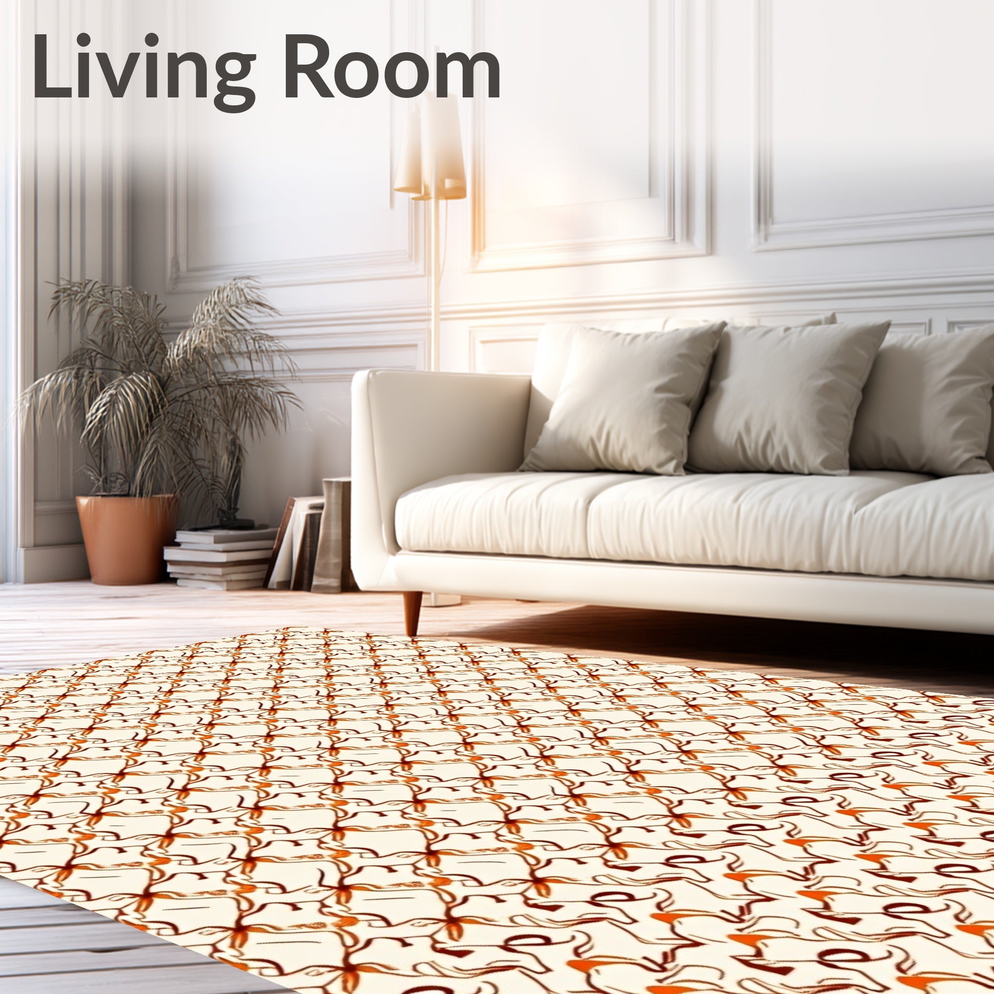 Cream Orange Intertwined Ribbon Tessellation Rug