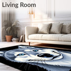 Blue Eyed Wolf Portrait Rug