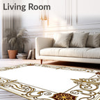 Rich Gold Floral Crimson Medallion Border Rug