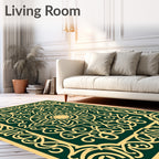 Gold Emerald Filigree Sunburst Rug