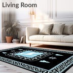 Winter White Deer Light Blue Frame Rug