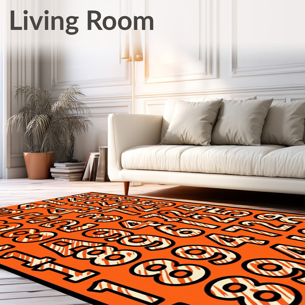 Bold Orange Number Grid Rug