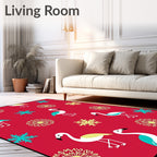 Red Flamingo Snowflake Medley Rug