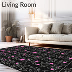 Pink Hearts Eiffel Tower Silhouette Rug