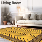 Golden Yellow Herringbone Geometric Rug