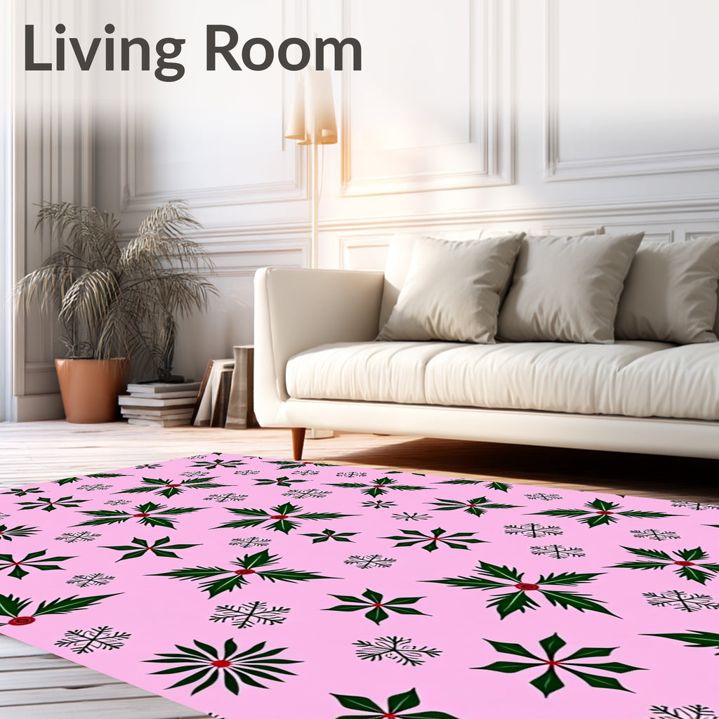 Pink Holly Snowflake Scatter Rug