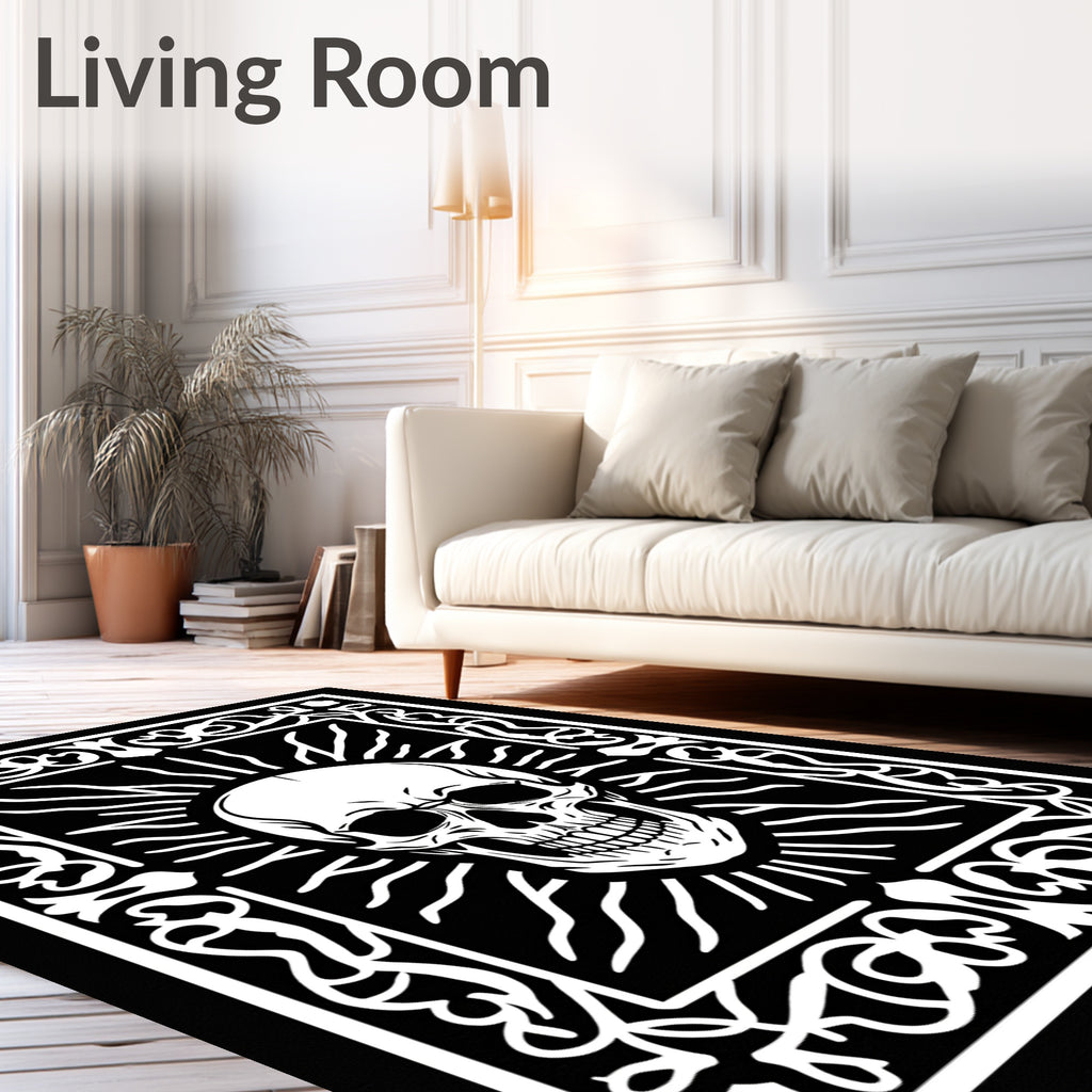 Gothic Skull Sunburst Frame Rug