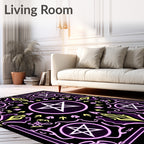 Mystic Purple White Pentagram Border Rug