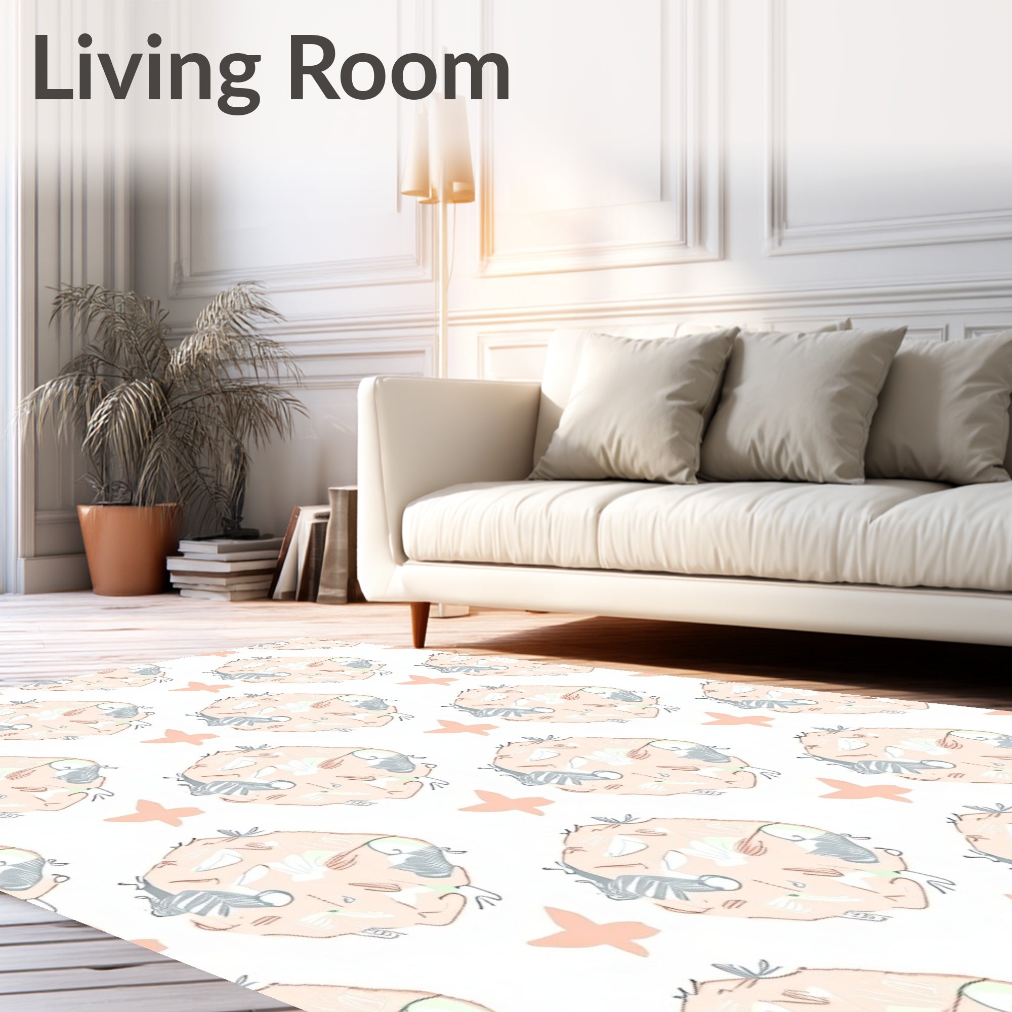 Peach Seashell Abstract Scattered Design Rug