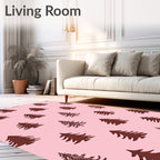 Earthy Pine Trees Repeat Pink Rug