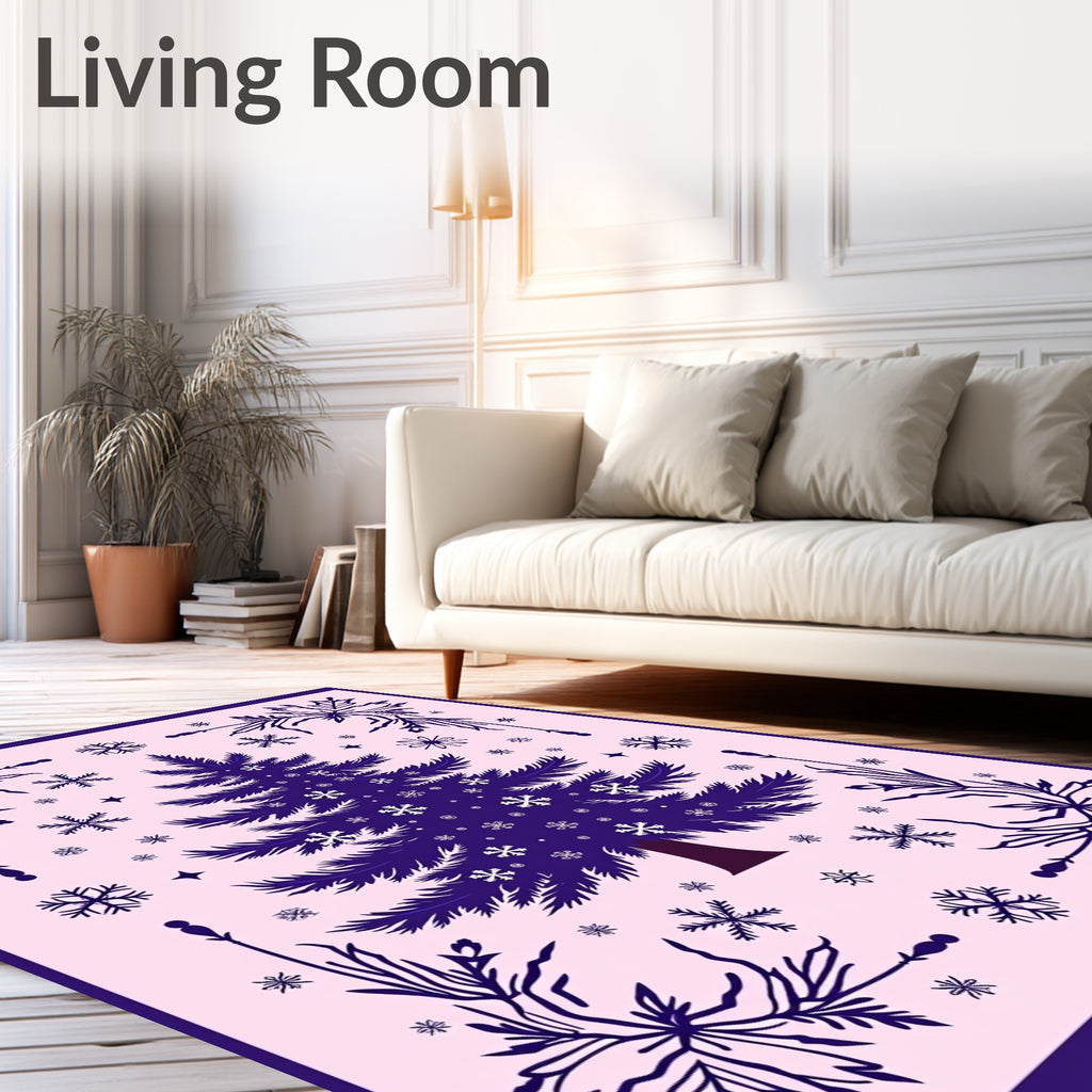 Deep Blue Festive Spruce Snowflake Collage Rug