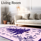 Deep Blue Festive Spruce Snowflake Collage Rug