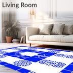 Vivid Blue Geometric Mosaic Rug