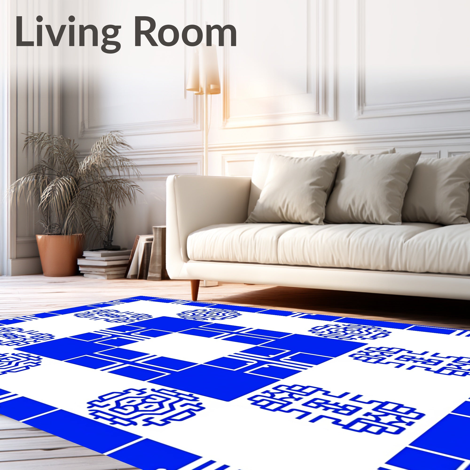 Vivid Blue Geometric Mosaic Rug