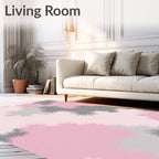 Soft Pink Gray Spiky Abstract Rug