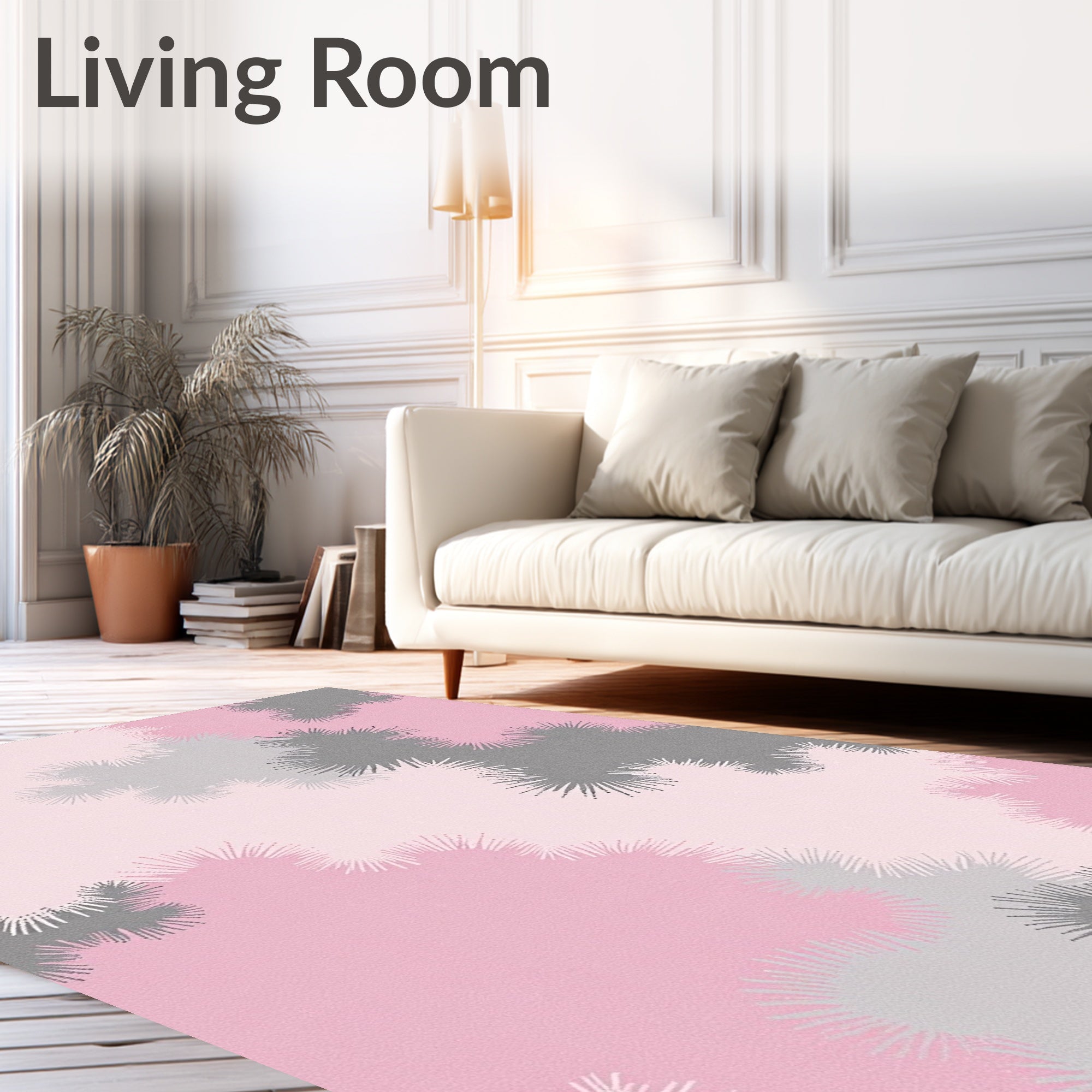 Soft Pink Gray Spiky Abstract Rug