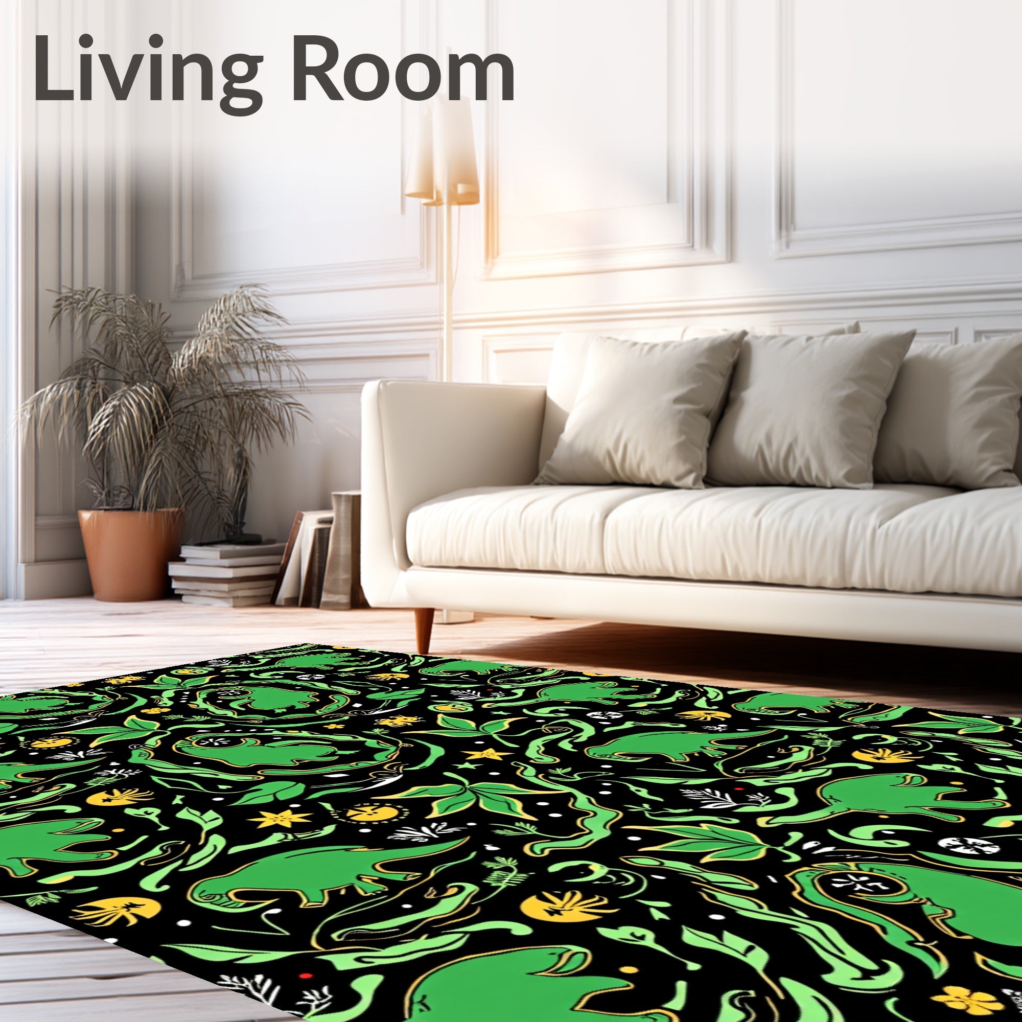 Green Dinosaur Jungle Garden Rug