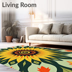 Vibrant Yellow Sunflower Mandala Rug
