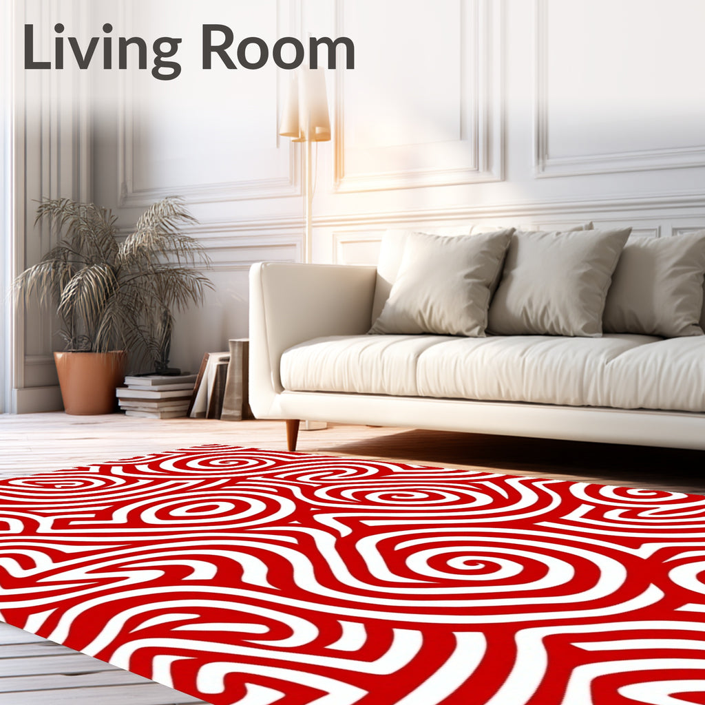 Bold Red Swirl Labyrinth Rug