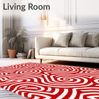 Bold Red Swirl Labyrinth Rug