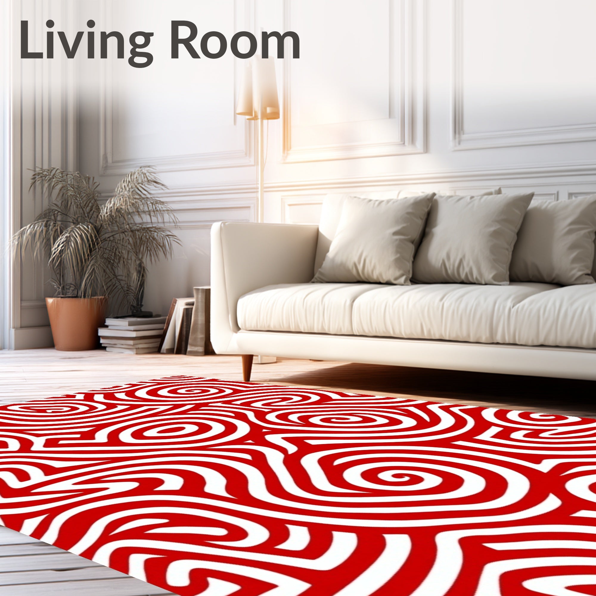Bold Red Swirl Labyrinth Rug
