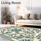 Emerald Green Floral Mandala Medallion Rug