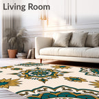 Teal and Gold Medallion Bloom Rug