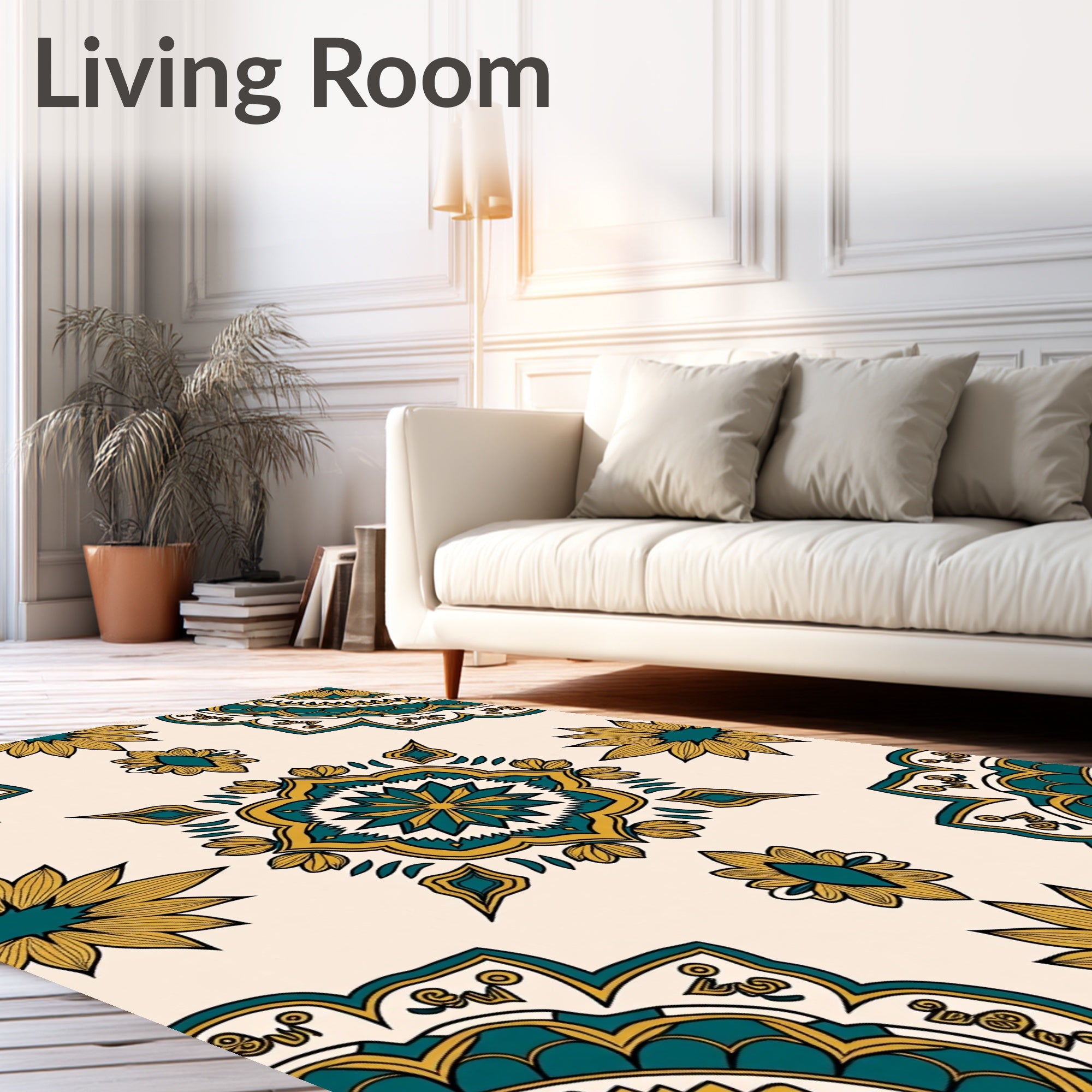 Teal and Gold Medallion Bloom Rug