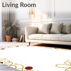 Golden Swirl Red Orb Border Rug