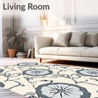 Cream and Grey Floral Vine Rug