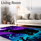 Mystic Black Cat Crescent Moon Night Rug