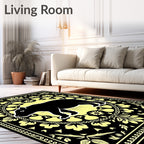 Black Tapir Yellow Floral Border Rug