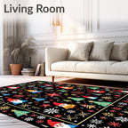 Christmas Gnomes Snowflakes Trees Square Rug