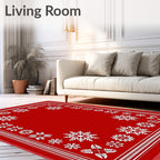 Winter White Starburst Festive Border Rug