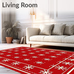 Crimson Snowflake Bordered Repeating Rug
