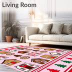 Pastel Gingerbread Village Woodland Whimsy Rug