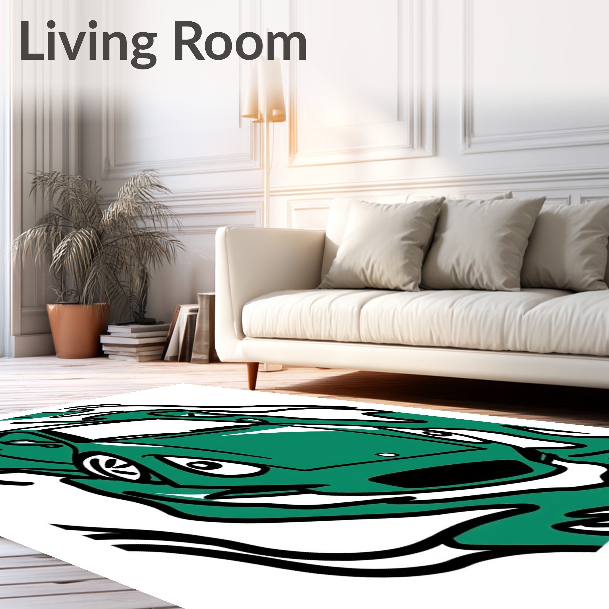 Emerald Green Car Motion Abstract Rug