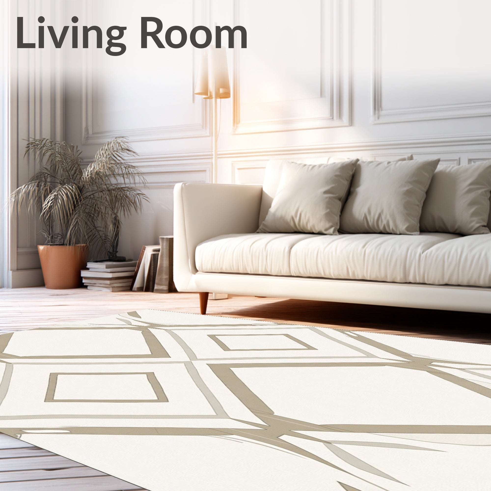 Geometric Diamond Beige Abstract Rug