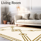 Golden Floral Quadrant Geometric Rug