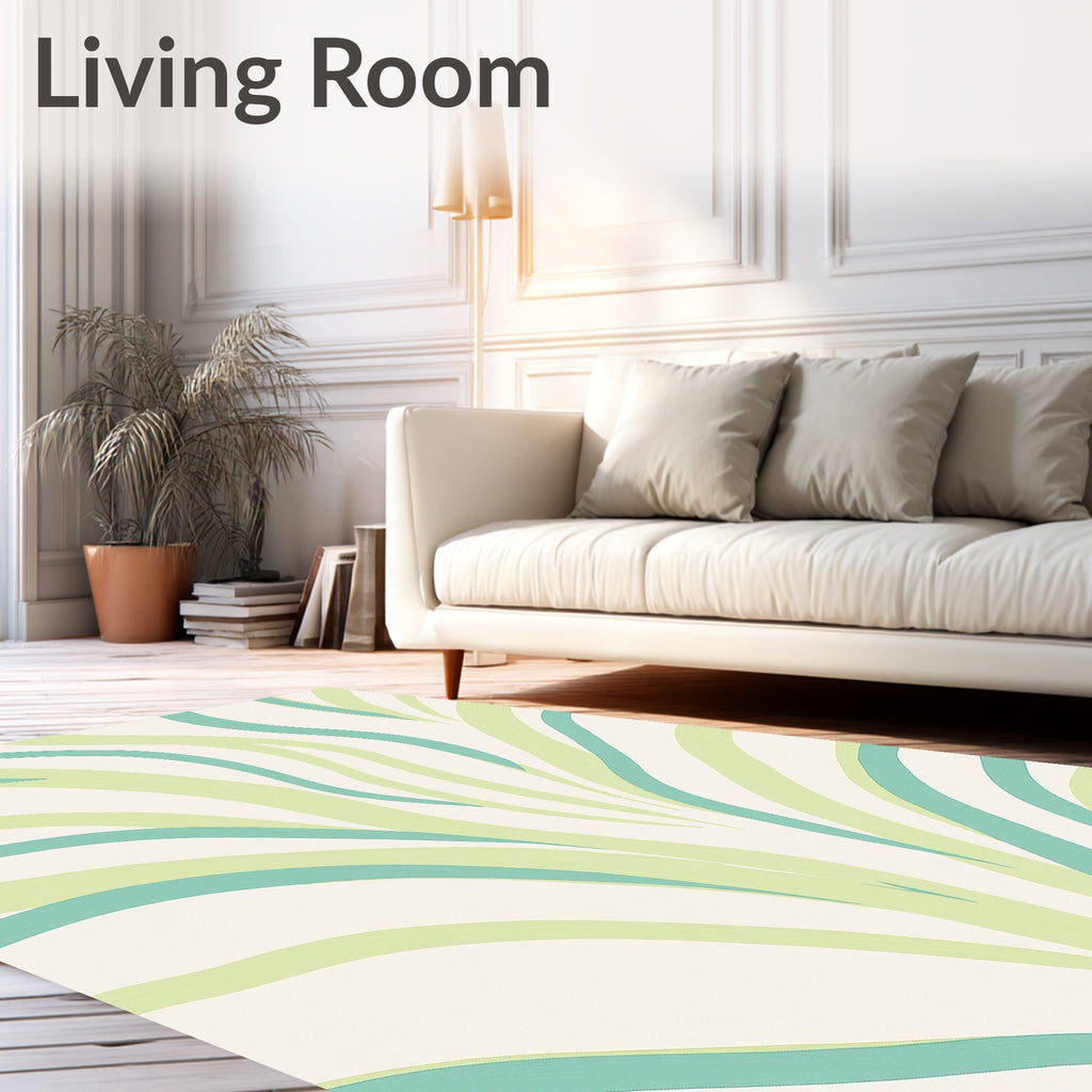Verdant Mint Curved Lines Rug