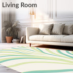 Verdant Mint Curved Lines Rug