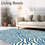 Radiating Blue Organic Swirl Rug