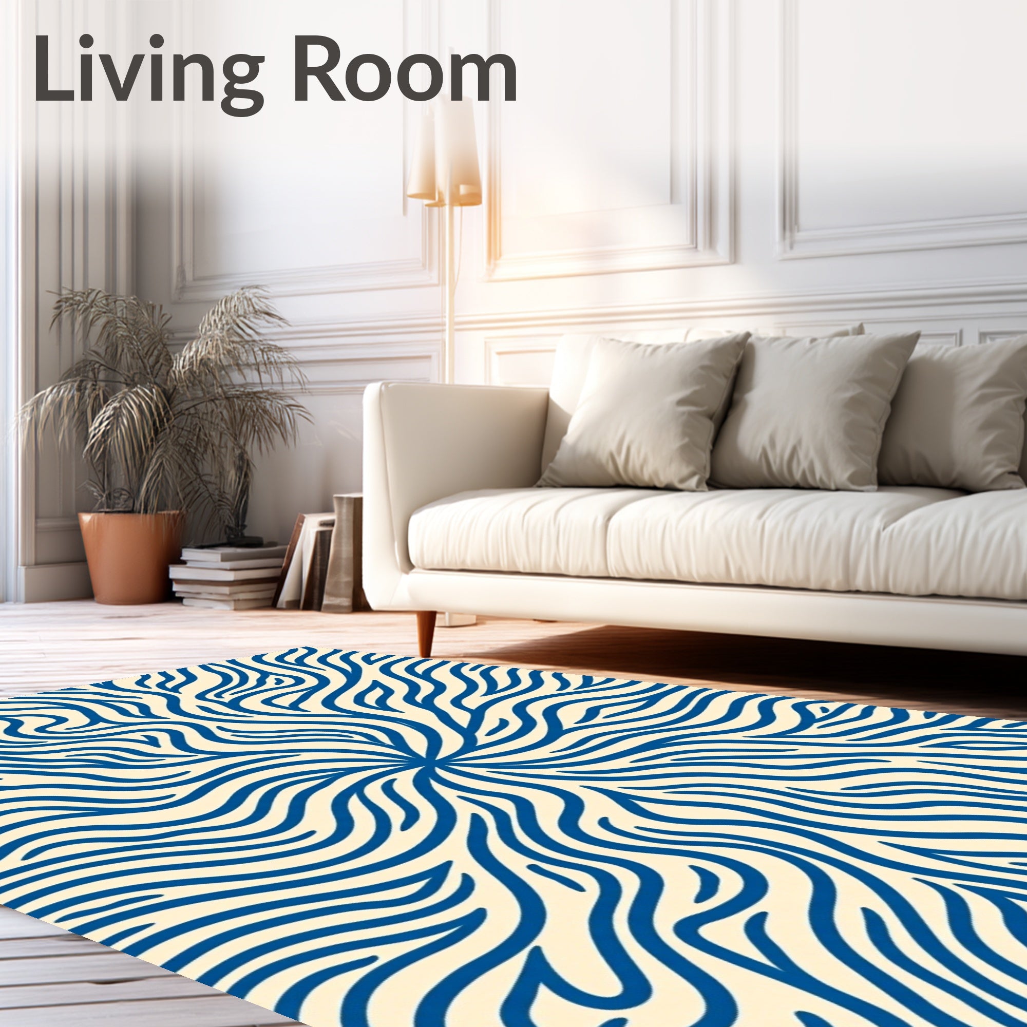 Radiating Blue Organic Swirl Rug