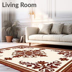 Elegant Burgundy and Gold Floral Medallion Rug