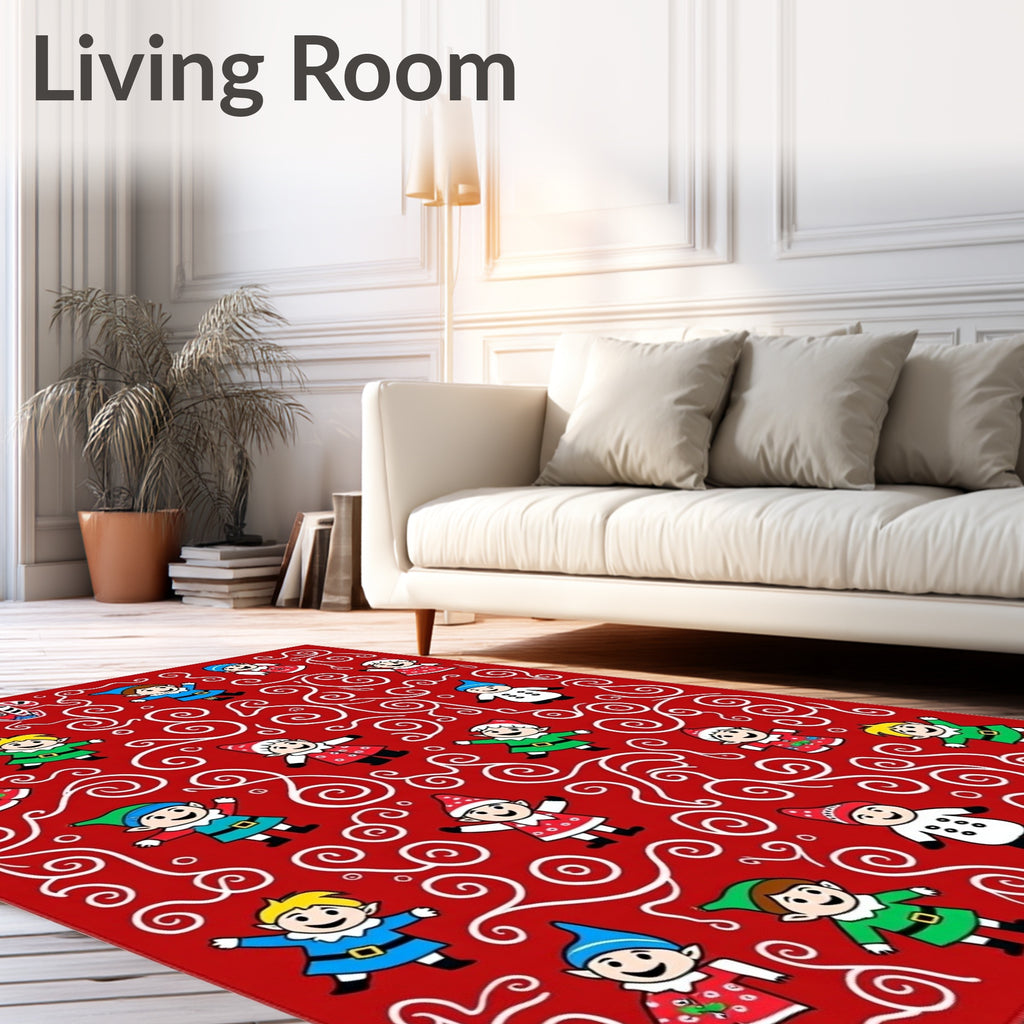 Merry Elves with Candy Cane Swirls Rug